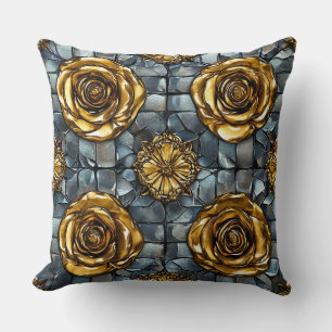 Vintage Gold Rose Flower Gift for her Cushion