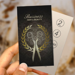 Vintage Gold Scissor Hair Stylist Hairdresser Loyalty Card