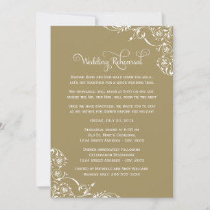 Vintage Gold Scrolls Wedding Rehearsal and Dinner Invitation
