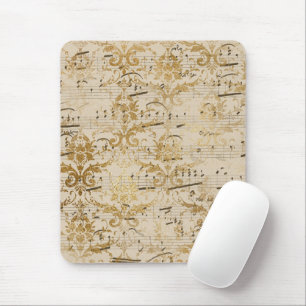 Vintage Gold Sheet Music Mouse Mat