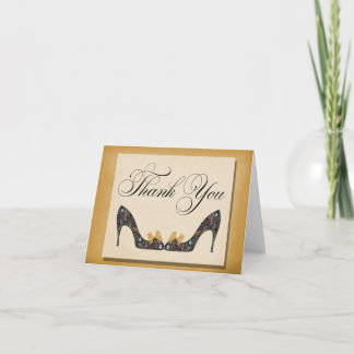 Vintage Gold Shoes Thank You Cards