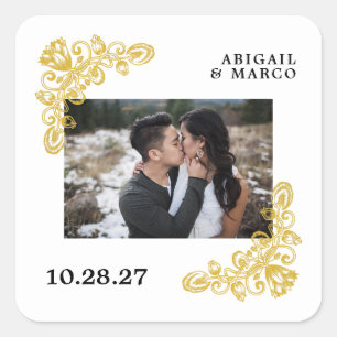 Vintage Gold Square Sticker