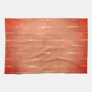 Vintage gold striped ginger pumpkin orange fall  tea towel