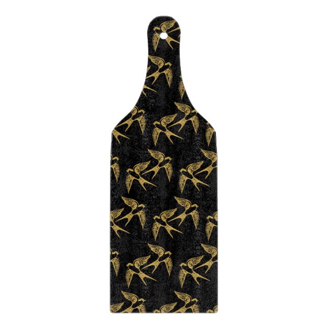 Vintage Gold Swallows Pattern  Cutting Board (Front)