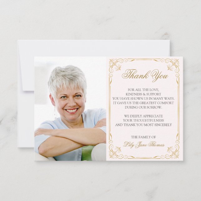 Vintage Gold Swirl Thank You Card | Edit Colour (Front)