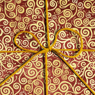  Vintage Gold Swirls Pattern Elegant Red Christmas Tissue Paper