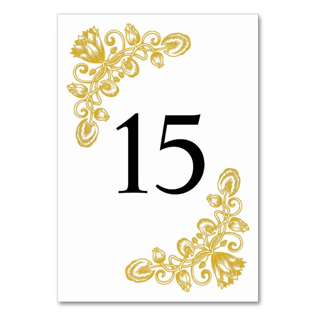 Vintage Gold Table 15 Table Number (Front)