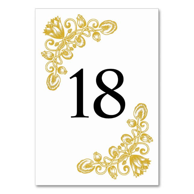 Vintage Gold Table 18 Table Number (Front)