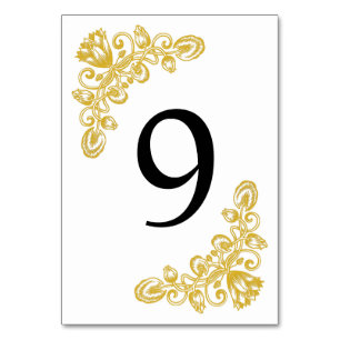 Vintage Gold Table 9 Table Number