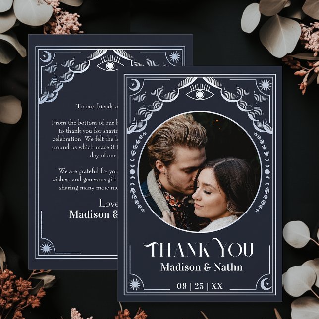 Vintage Gold Tarot Card Photo Wedding Thank You (Creator Uploaded)