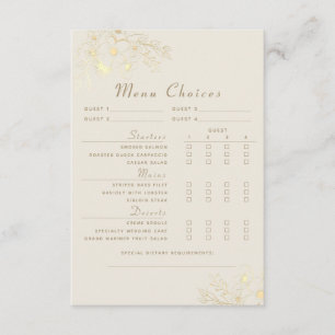 Vintage Gold Wedding Menu Choice