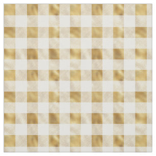 Vintage Gold White Buffalo Plaid Fabric