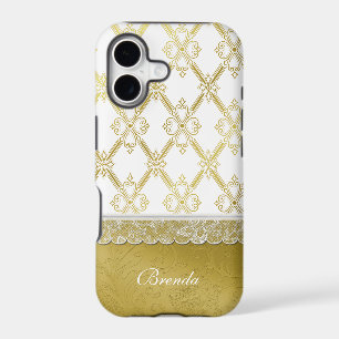 Vintage Gold & White Lattice iPhone 7 Plus case
