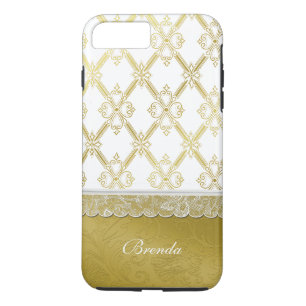 Vintage Gold & White Lattice iPhone 7 Plus case