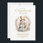 Vintage Gold White Snowman Christmas Party Invitation<br><div class="desc">Christmas party invitation with the painting of a gold and white snowman.  Personalise with your party information. Contact me for assistance with your customisations or to request additional matching or coordinating Zazzle products for your party.</div>