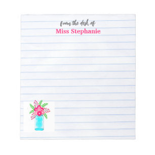 Vintage Gold & White Wildflower From The Desk Notepad