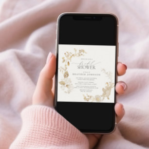 Vintage Gold Wildflower Floral Bridal Shower Invitation