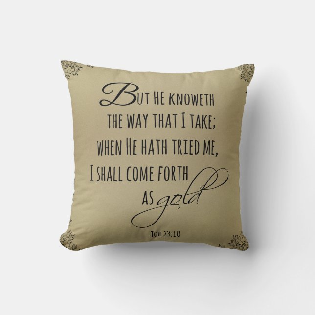 Vintage Gold with Bible Verse Cushion (Front)