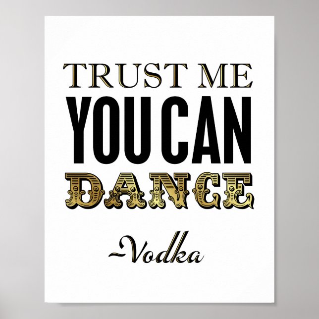 Vintage Gold YOU CAN DANCE -Vodka Sign Print (Front)