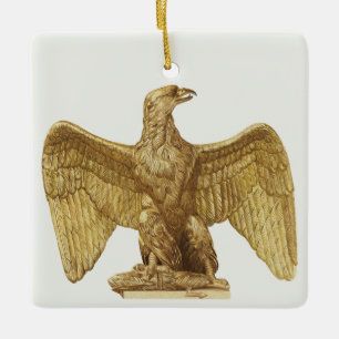 Vintage Golden American Eagle Patriotic Art Ceramic Ornament