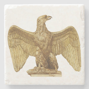 Vintage Golden American Eagle Patriotic Art Stone Coaster
