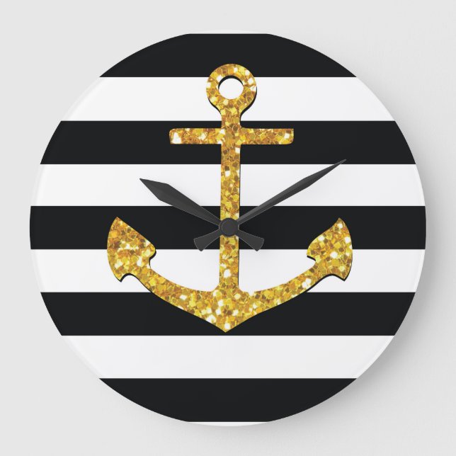 Vintage Golden Anchor Large Clock (Front)