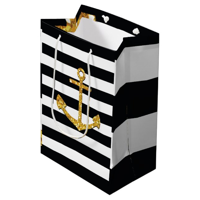 Vintage Golden Anchor Medium Gift Bag (Front Angled)