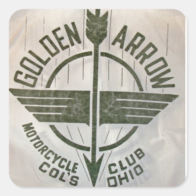 Vintage Golden Arrow Motorcycle Logo Square Sticker (Front)