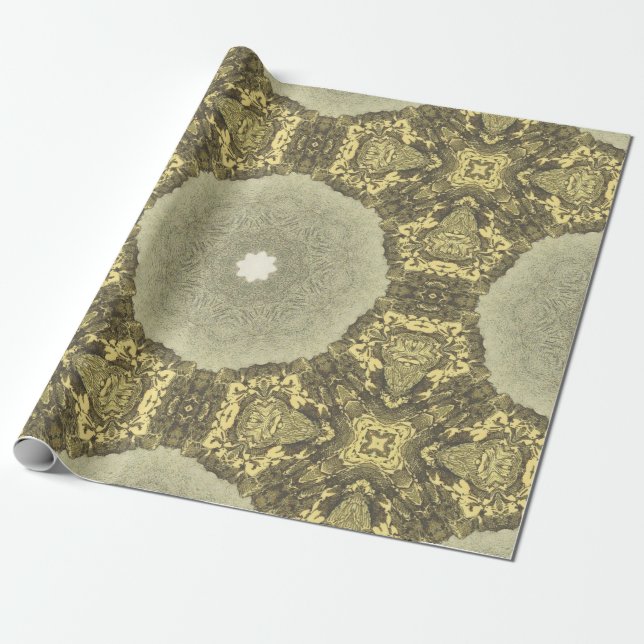 Vintage Golden Art Deco Abstract Pattern No1 Wrapping Paper (Unrolled)