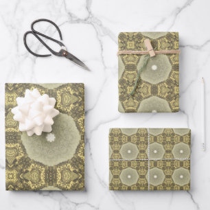 Vintage Golden Art Deco Abstract Pattern No1 Wrapping Paper Sheet