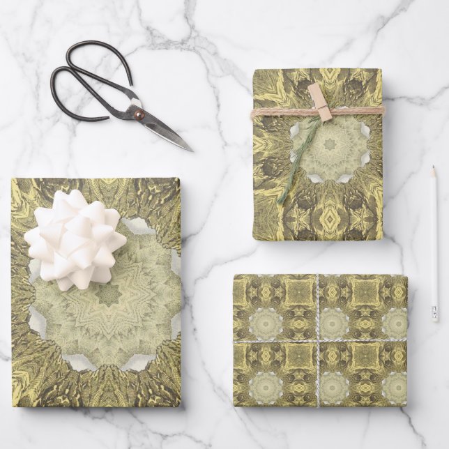 Vintage Golden Art Deco Abstract Pattern No2 Wrapping Paper Sheet (Front)