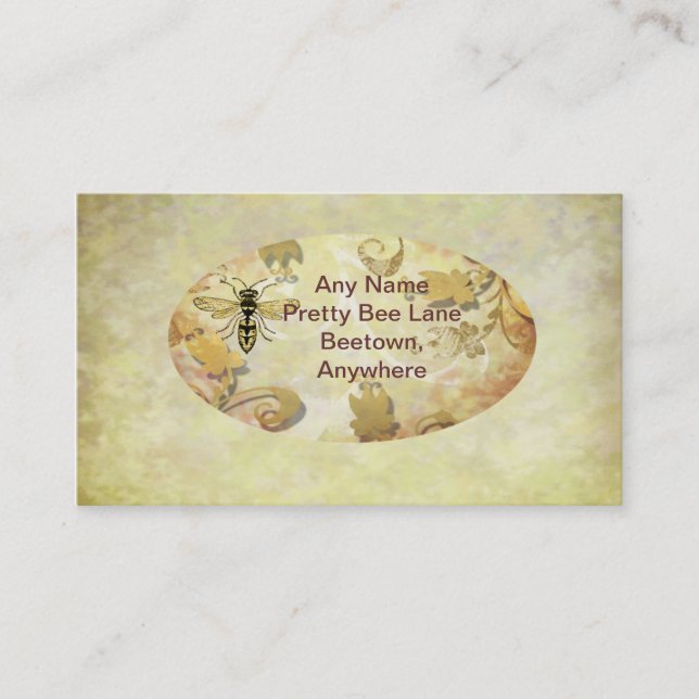 Vintage golden bee business card (Front)