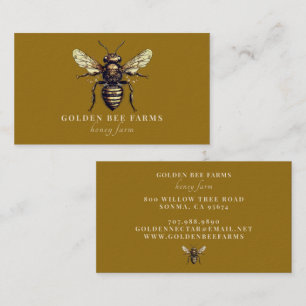 Vintage Golden Bee Honeybee Beekeeper Apiary Business Card
