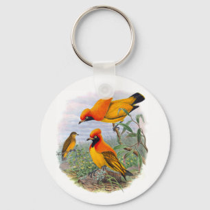 Vintage Golden Bird Of Paradise Basic Button Key Ring