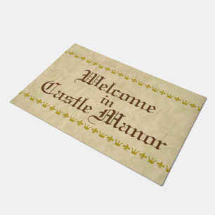 Vintage Golden Border Crown Lily + your backgr. Doormat