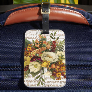 Vintage Golden Bouquet Luggage Tag