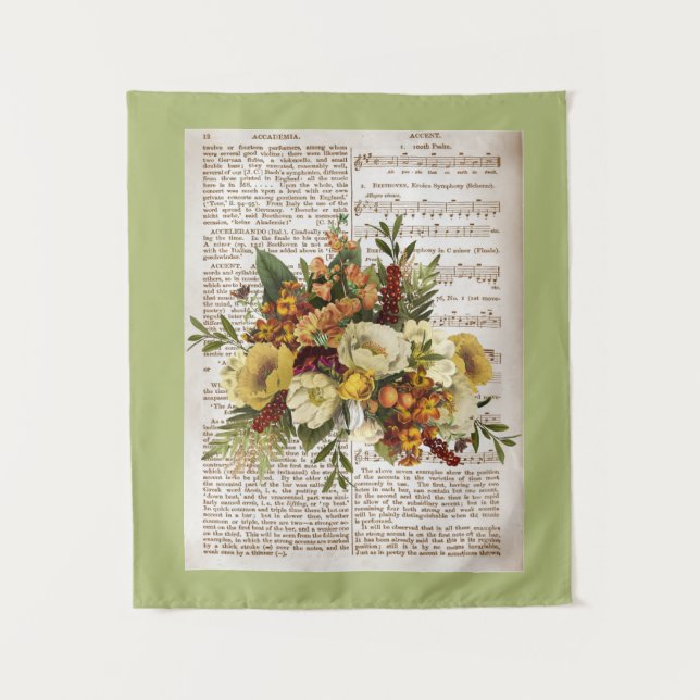 Vintage Golden Bouquet Tapestry (Front)