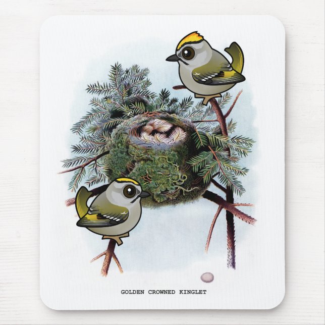 Vintage Golden-crowned Kinglet Mouse Mat (Front)