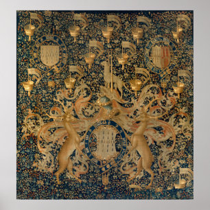 Vintage Golden Deer and Royal Crest Design (1501) Poster