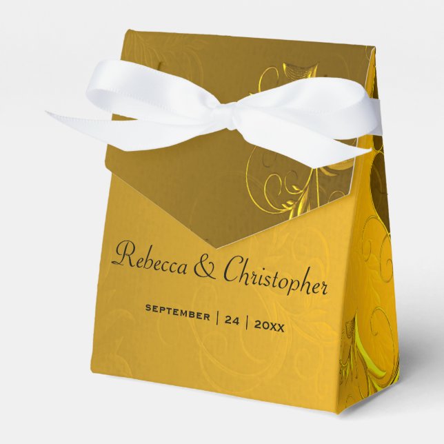 Vintage Golden Elegance Wedding  Favour Box (Front Side)