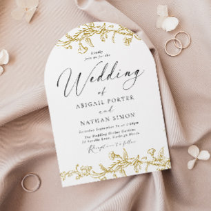 Vintage Golden Elegant Arch Wedding Invitation