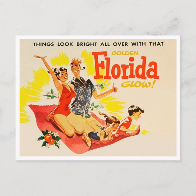 Vintage Golden Florida Glow Travel Postcard (Front)