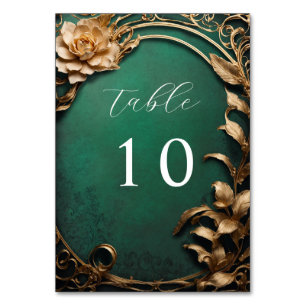 Vintage golden flowers wedding table number