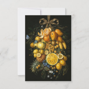 Vintage Golden Fruit Swag Oil Painting Thank You Card