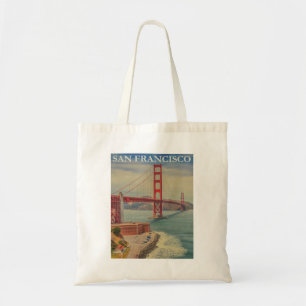 Vintage Golden Gate Bridge, San Francisco Tote Bag