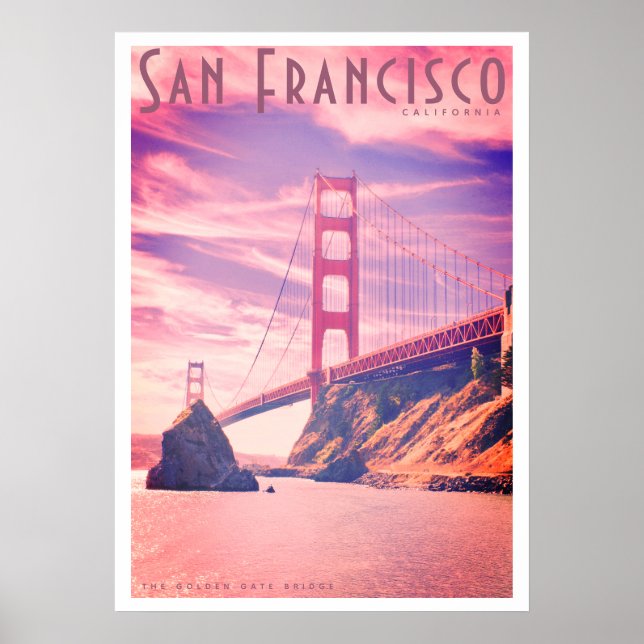 Vintage Golden Gate Bridge Travel Poster (Front)