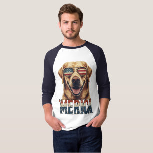 Vintage golden golden retriever Merica 4th of july T-Shirt