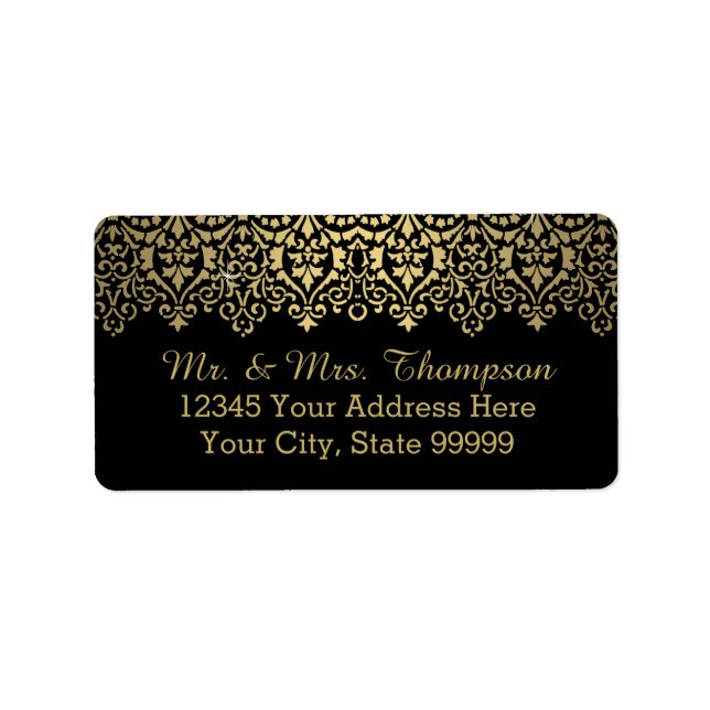 Vintage Golden Lace Elegant Wedding Address Label  (Front)