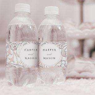 Vintage Golden Lilies William Morris Wedding Water Bottle Label