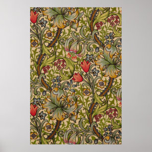 Vintage Golden Lilly Floral Design Poster